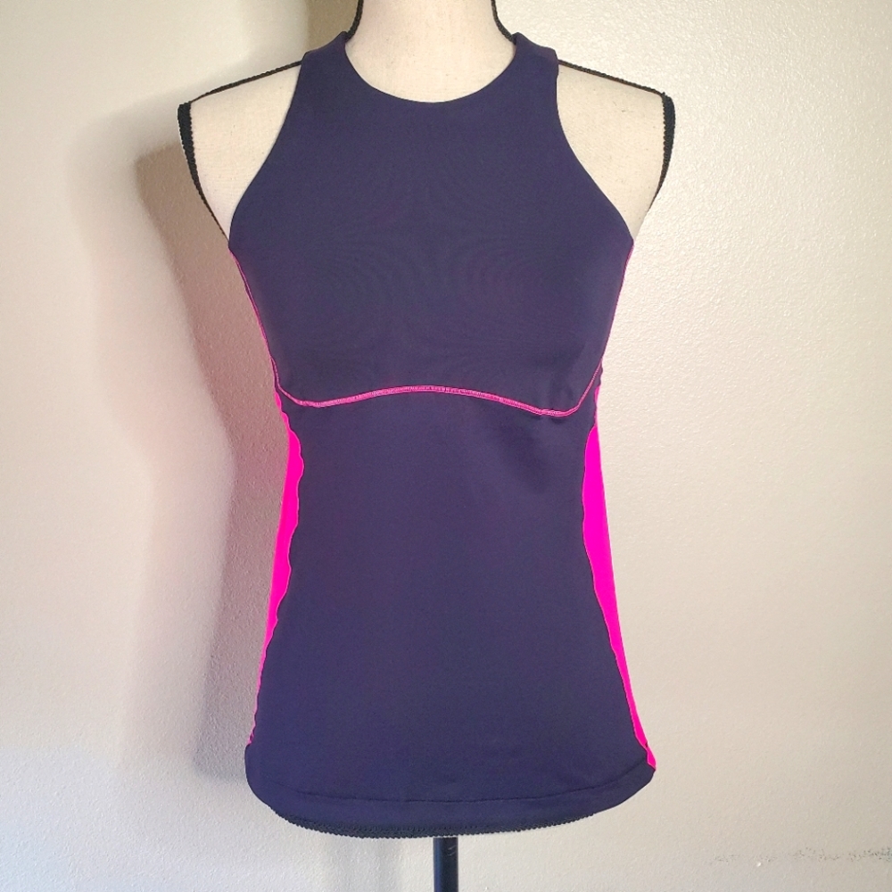 Lululemon spin it to win it navy blue hot pink tank Suze‎ 6